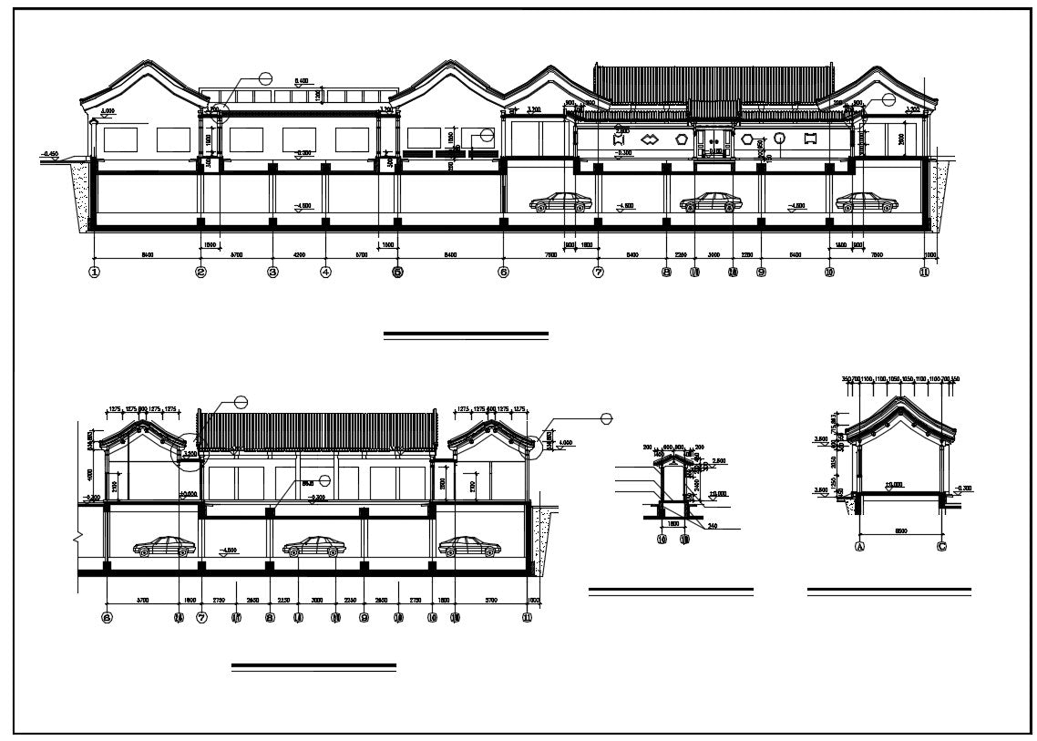 Chinese Architecture CAD Drawings-Architecture Elevation Design