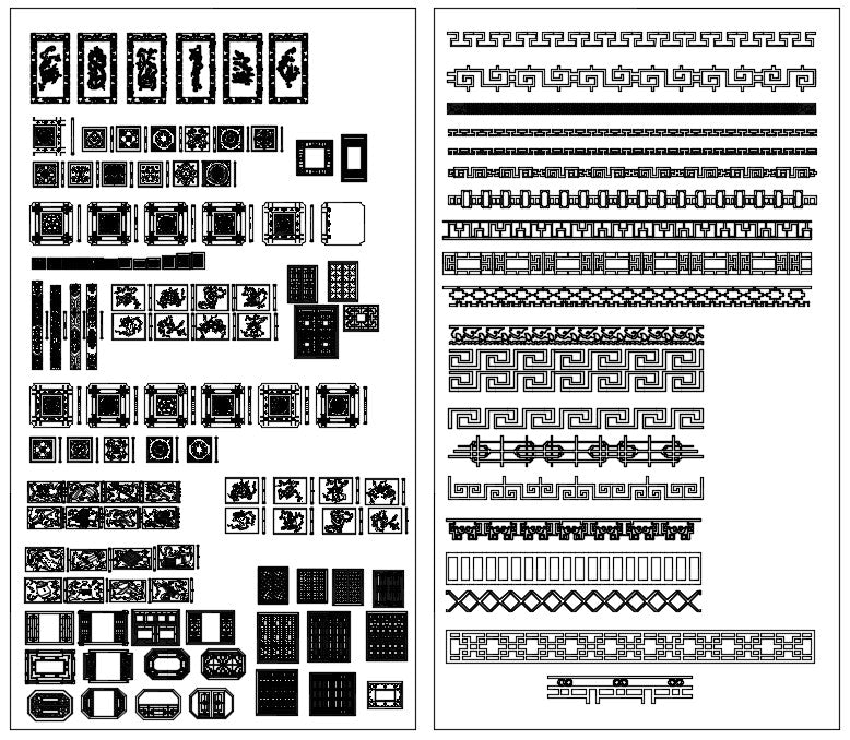 Over 500+ Chinese Decorative elements-Frame,Pattern,Border,Door,Windows,Roof,Lattice,Carved Wood