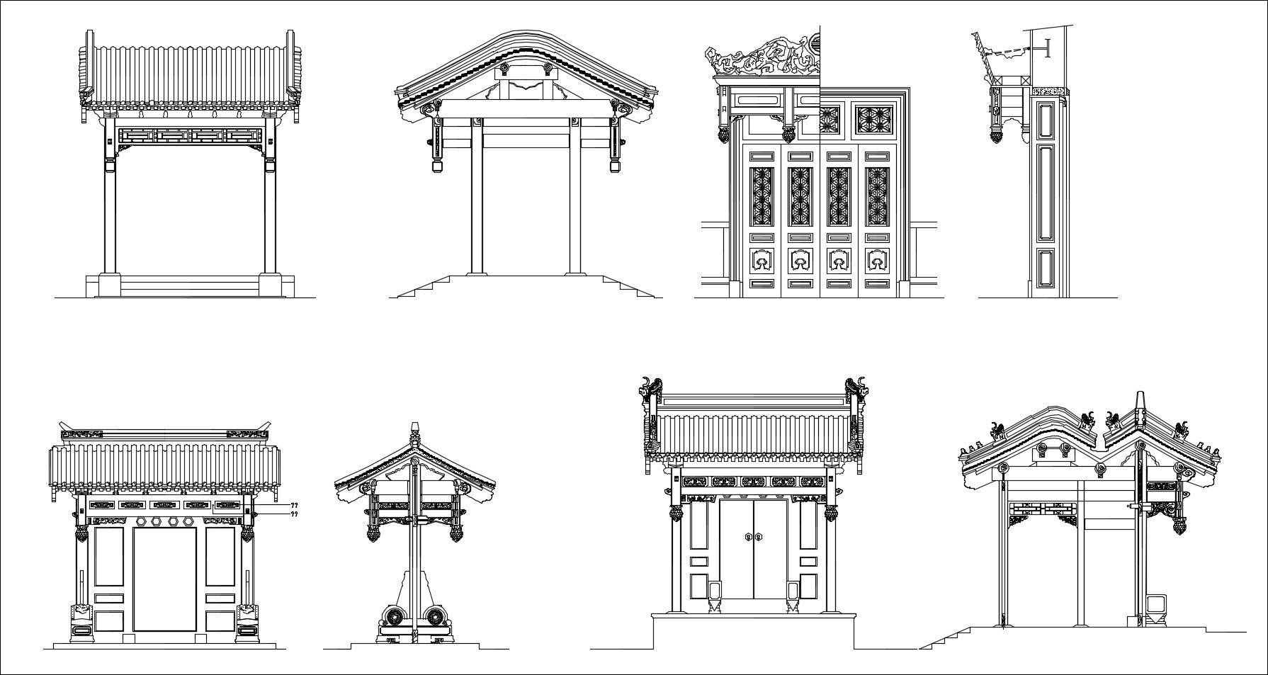 Chinese Architecture CAD Drawing-Chinese Gate Design