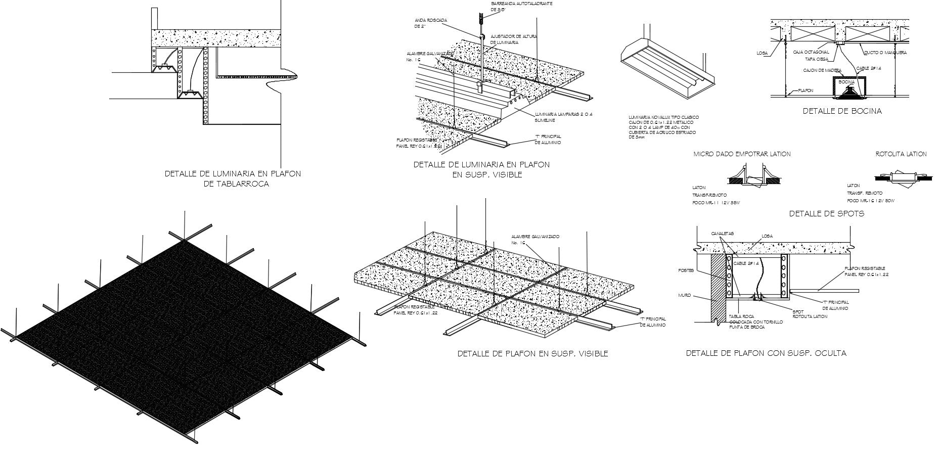 Ceiling detail sections drawing dwg files include plan, elevations and sectional detail of suspended ceilings in autocad dwg files