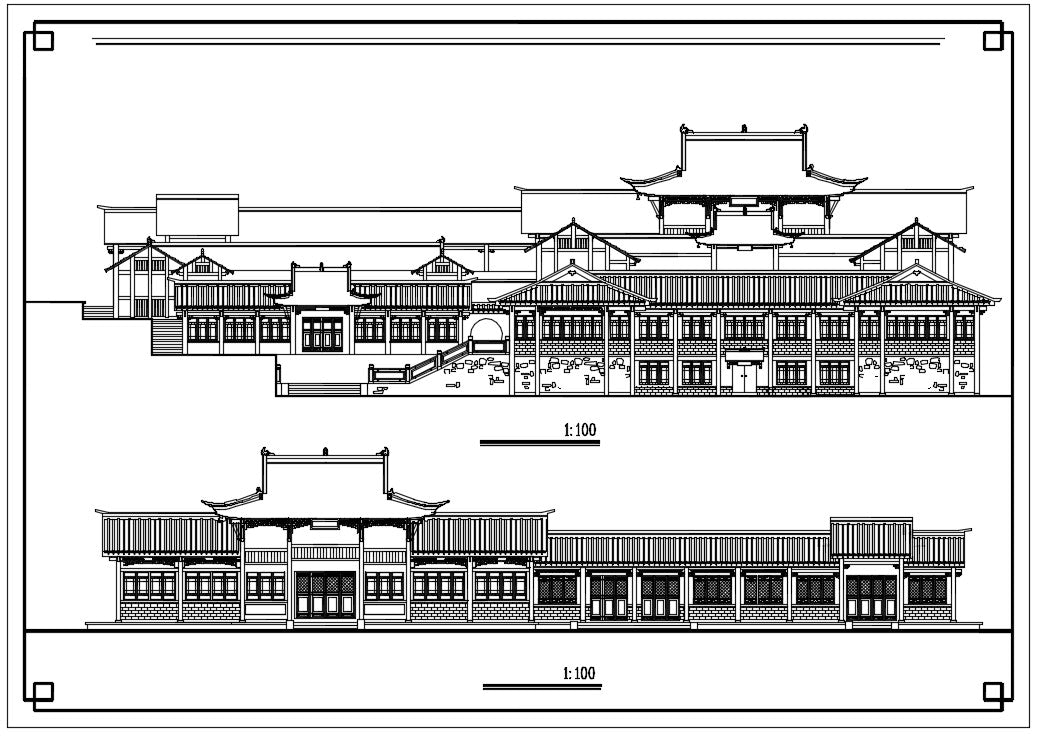 Chinese Architecture CAD Drawings-Chinese Architecture Elevation