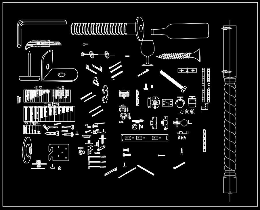 Over 2000 Hardware Accessories CAD Blocks-Home Hardware Accessories,Accessories, Parts & Hardware