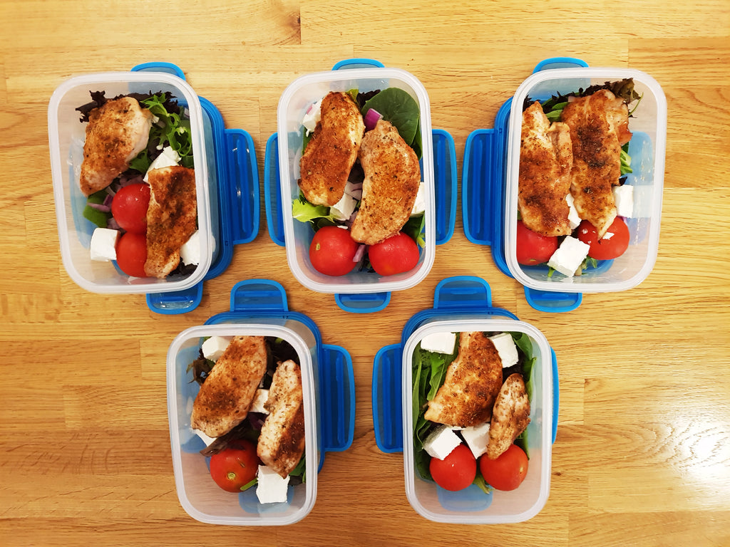Oven Baked Chicken Recipe - Sugar Spice Chicken & Salad - top view in containers