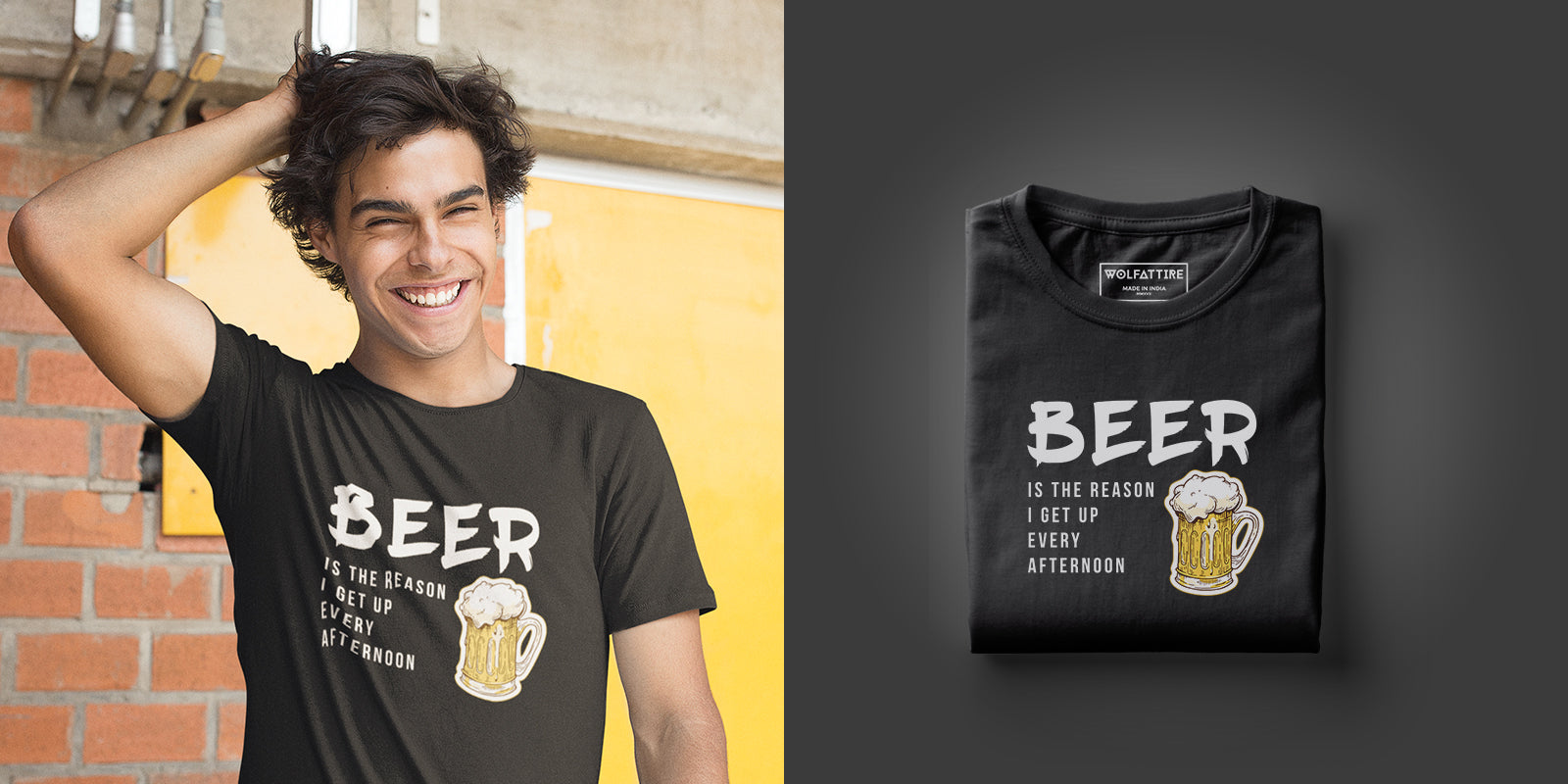 black t shirt | beer is the reason I get up every afternoon | wolfattire