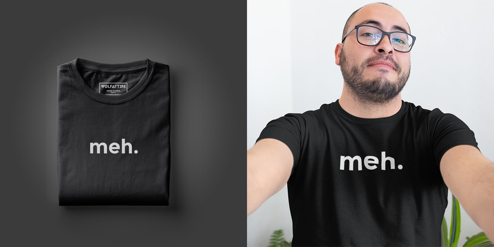 Meh black t-shirt | Wolfattire India