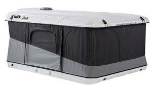 James Baroud Evasion Hard shell Roof Top Tent shown at 3/4 angle with all door and window panels closed