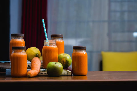 carrot juice in jars