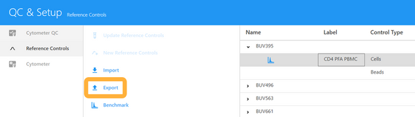 Export reference controls from SpectroFlo