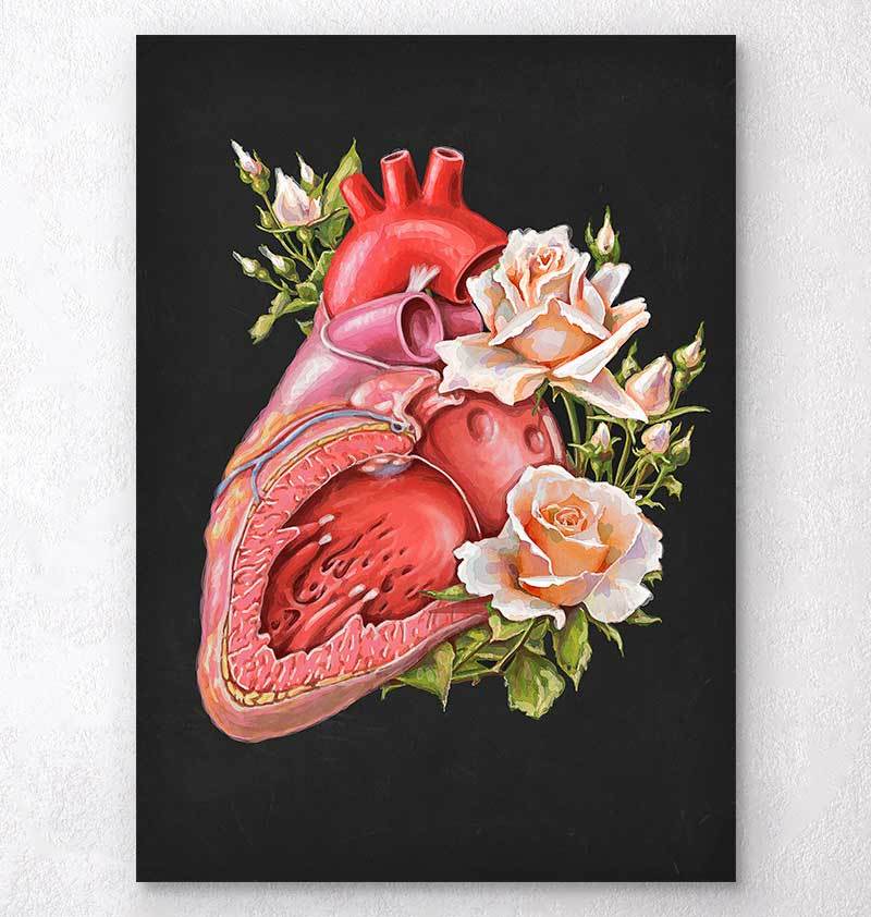 Floral Heart Anatomy Art Print Codex Anatomicus 5953