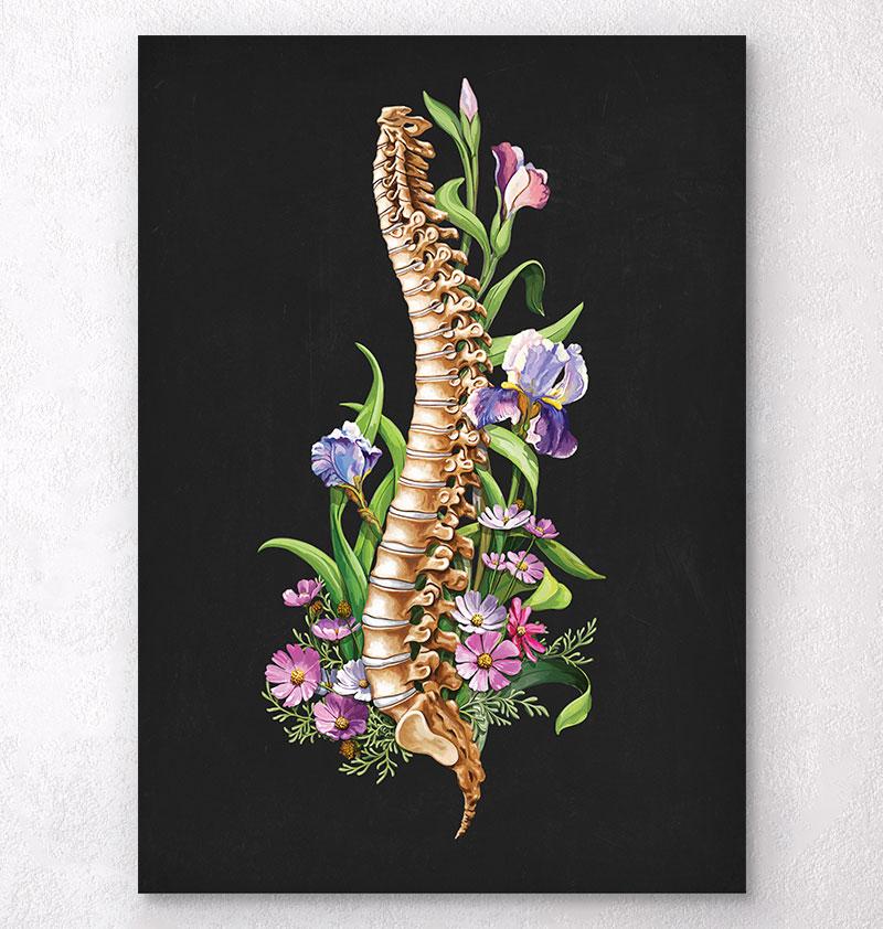 Floral spine anatomy art print Codex Anatomicus