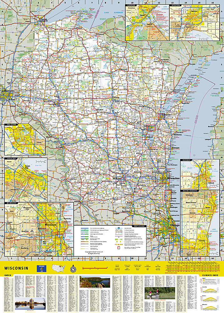 Buy map Wisconsin GuideMap, Laminated by National Geographic Maps