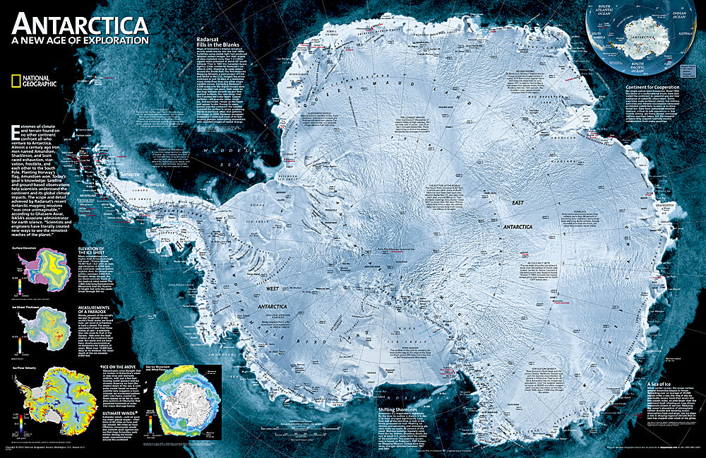 Buy Map Antarctica Satellite Laminated By National Geographic Maps