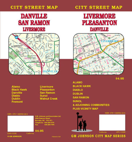 Buy map Livermore, Pleasanton and Danville, California by GM Johnson