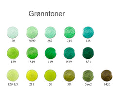 Fargekart på smykker i grønt
