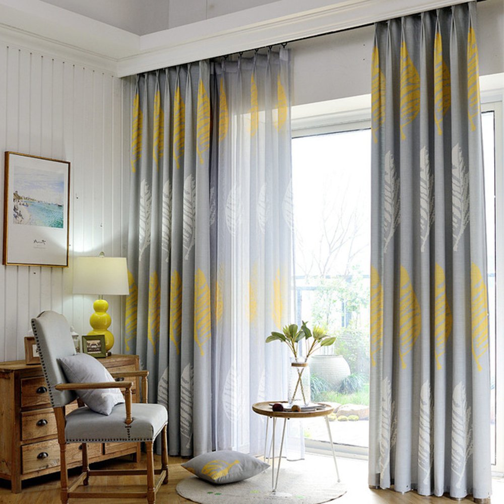 Botanical Inspired Grey Curtains in Popular Fabric for Curtains