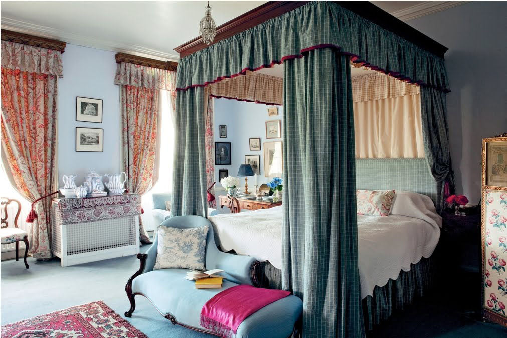 Brocade in a Traditional English Bedroom are a Popular Choice for Curtains