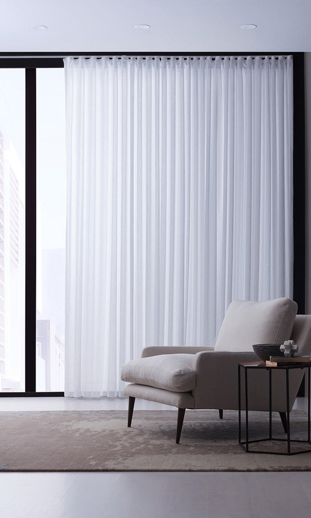 wave pleat white curtain in light sitting area
