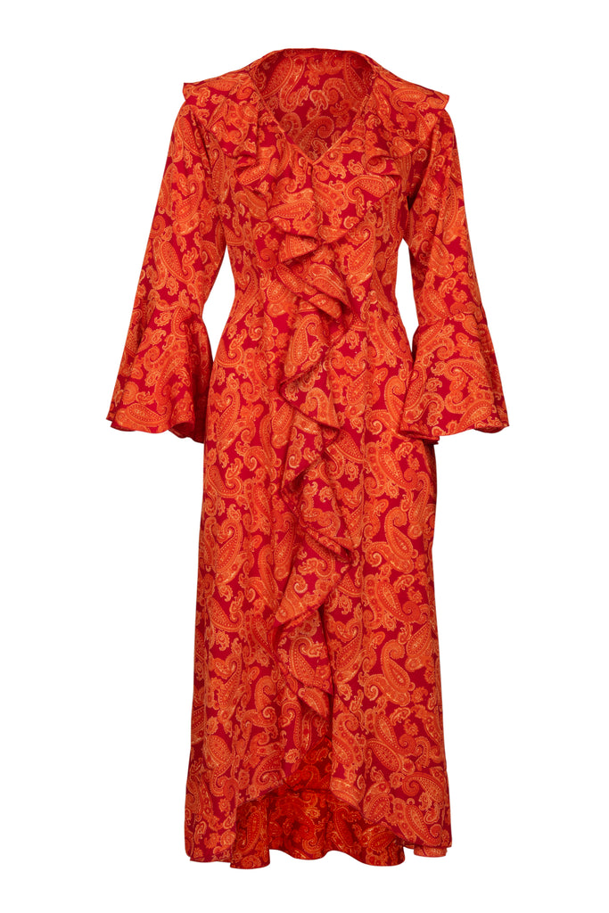 orange paisley dress