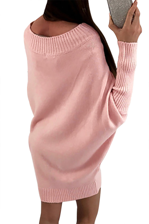 pink long sleeve sweater dress