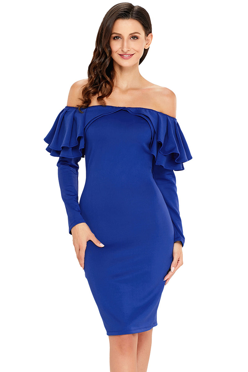 royal blue dress with ruffles