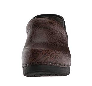 dansko brown tooled leather clogs
