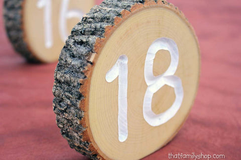 engraved log number slice