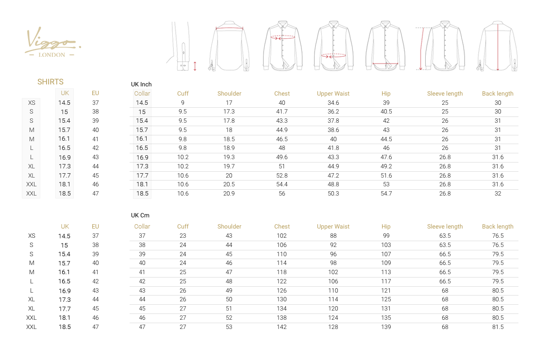 Size Guide for Shirts