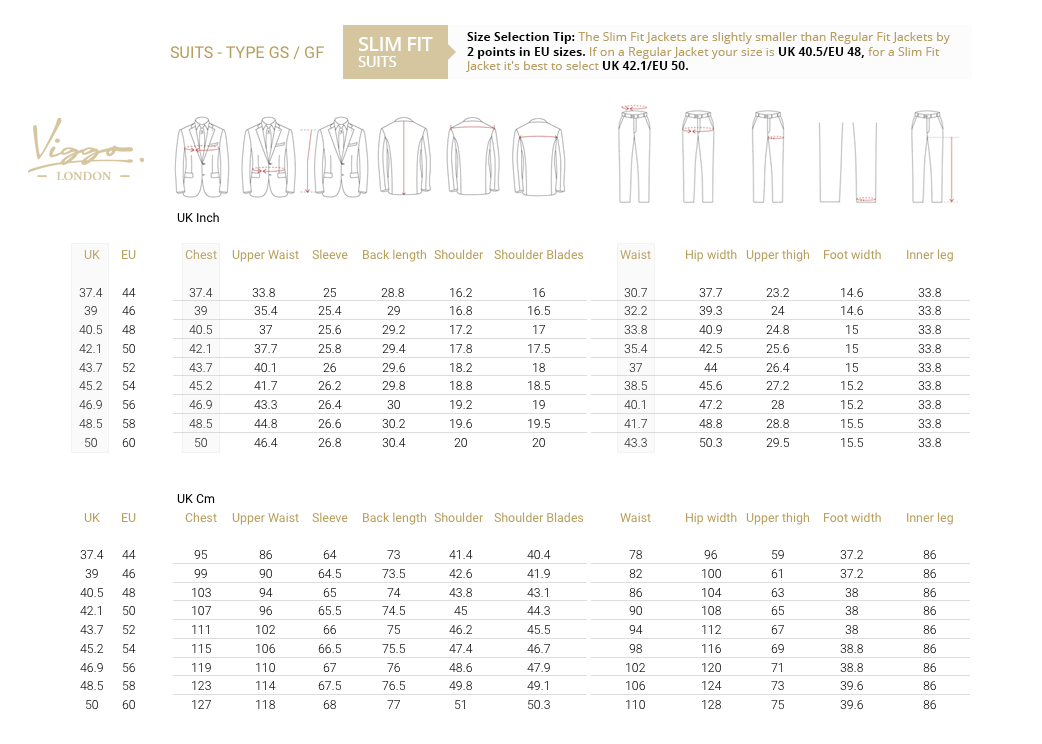 Size Guide for Suits