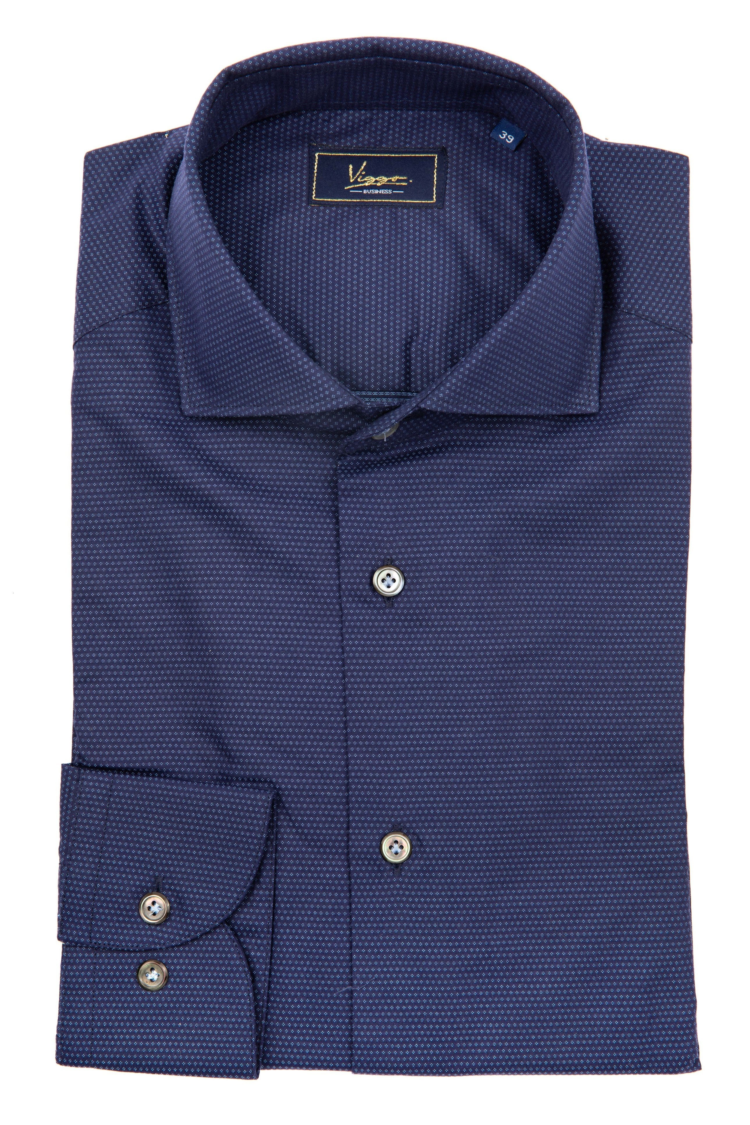 Navy bussiness shirt in fine texture