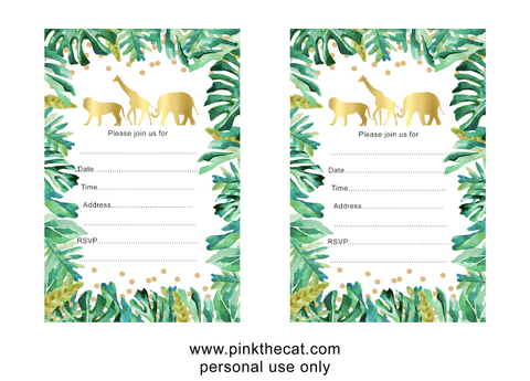 fill in jungle invitations for free