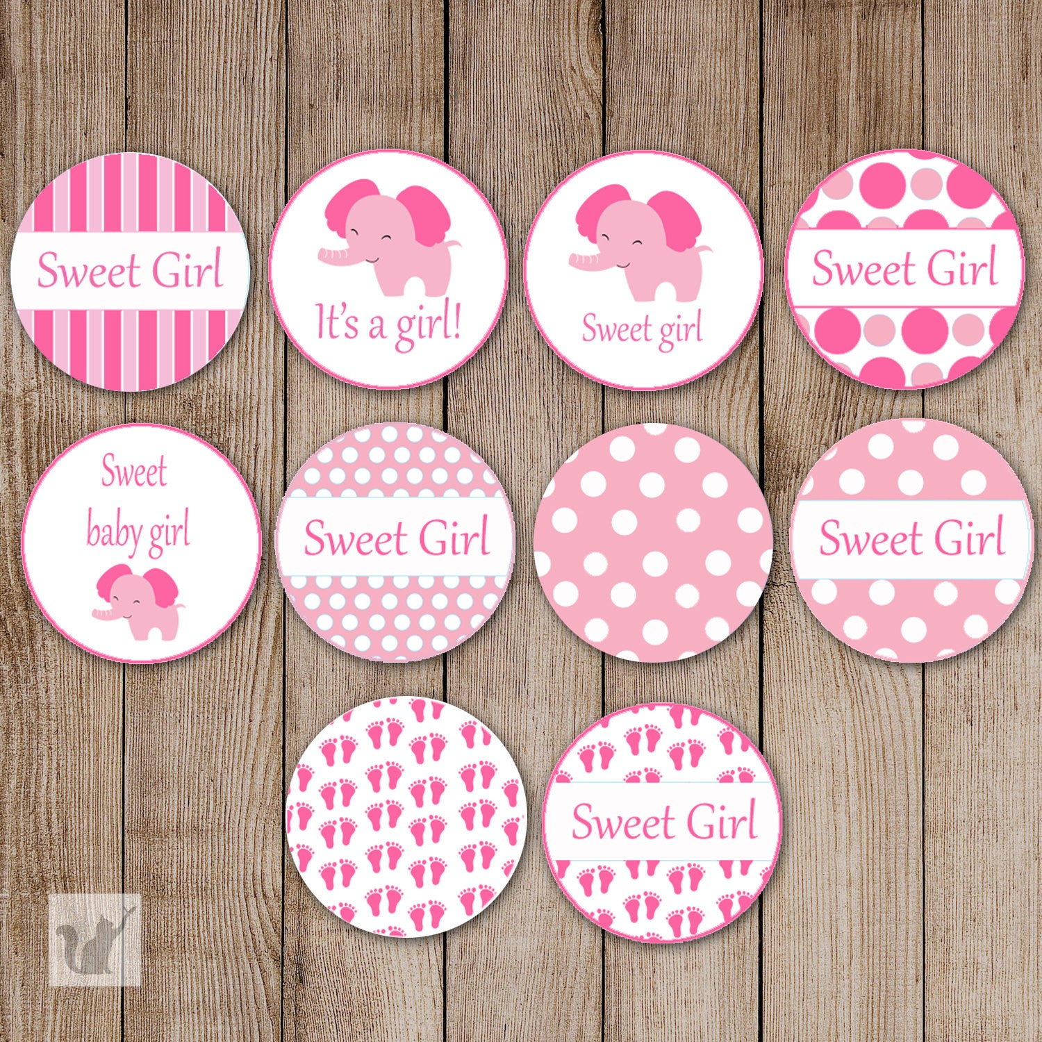 verdrietig Bounty condoom Elephant Candy Stickers Baby Girl Shower Pink – Pink the Cat