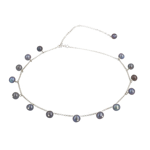 Coco Choker Grey Pearl And Silver