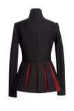 Black Wool Jacket With Long Red Pleats