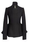 Black Wool Jacket With Ruffle On The Back
