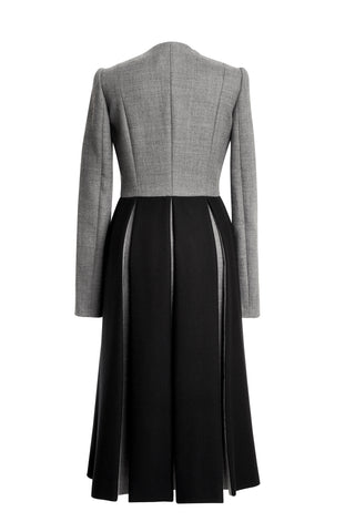 Gray Wool Coat With Black Pleats