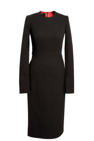 Black Wool Dress With Open Side