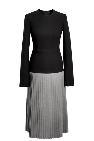 Black Dress With Gray Pleats