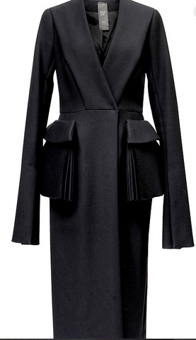 Black Silk And Wool Blend Coat With Front Pockets