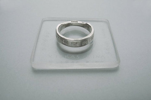 Classic silver ring with inscription in Latin