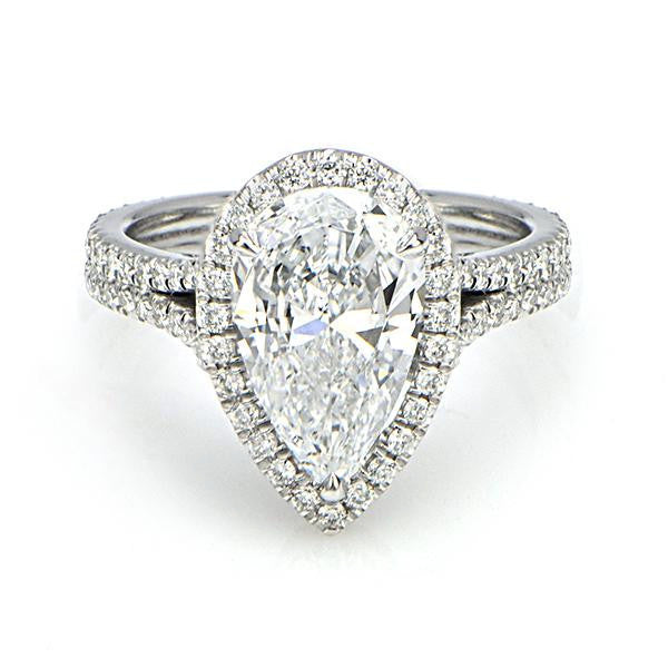 pear shaped split shank diamond ring