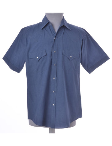 Vintage Western Shirt Blue With Yoke Detail
