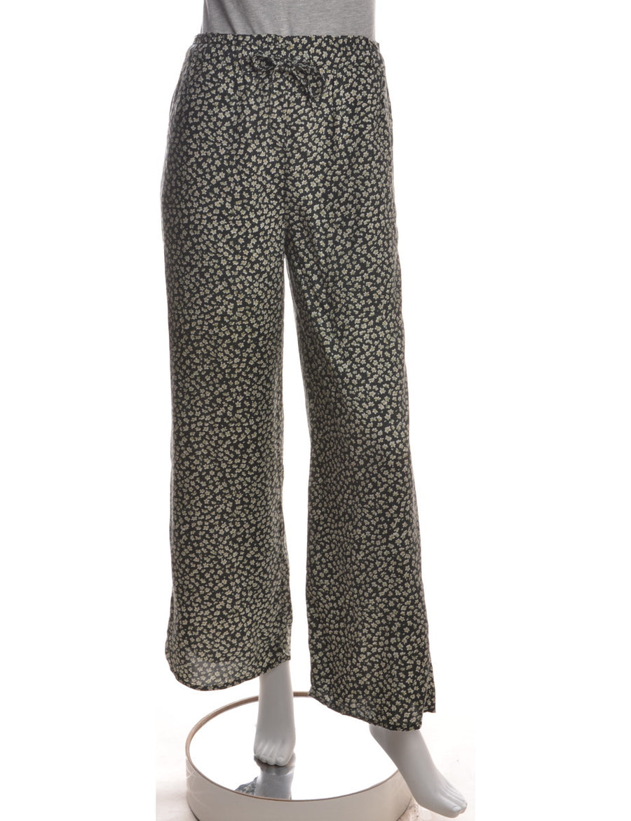 Summer Trousers Dark Olive Green With A Drawstring Waist