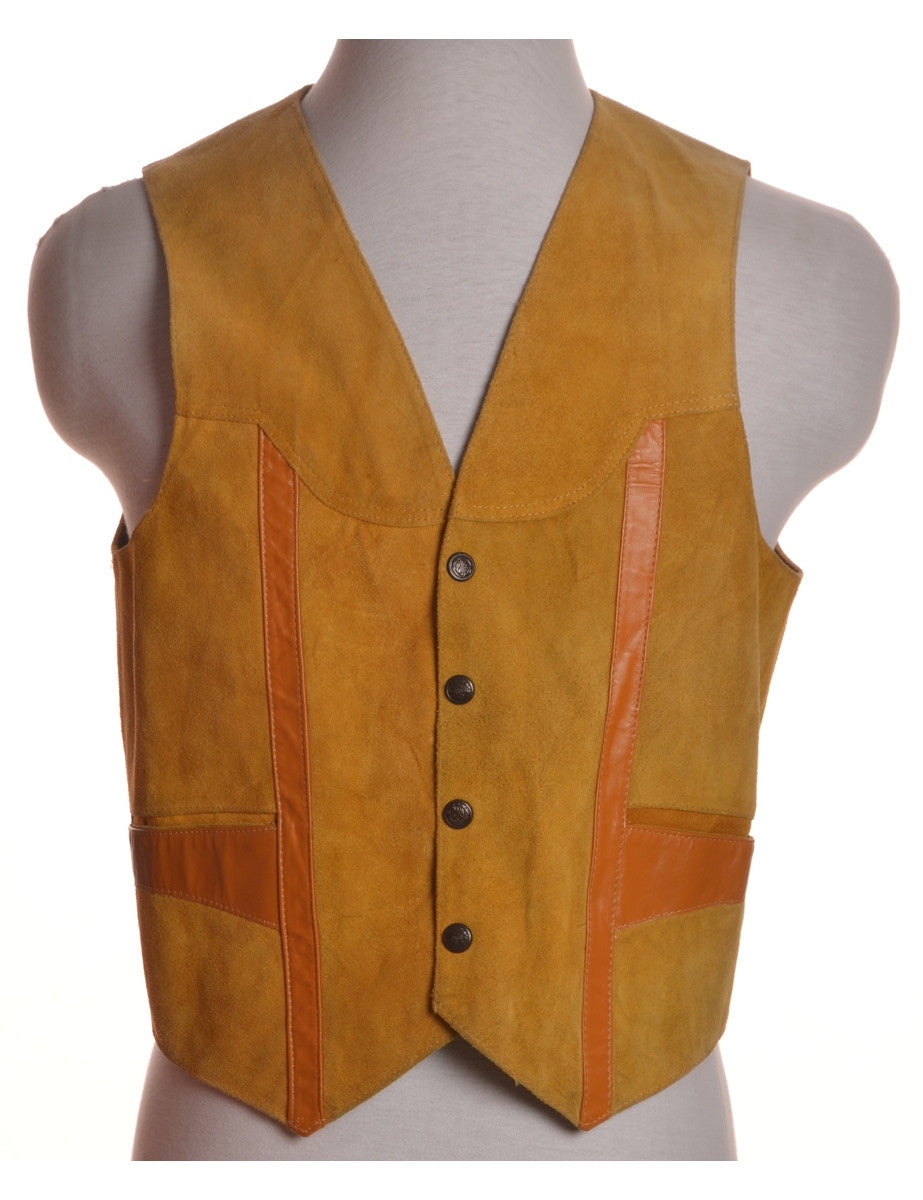 Vintage Waistcoat Mustard With Contrasting Lining