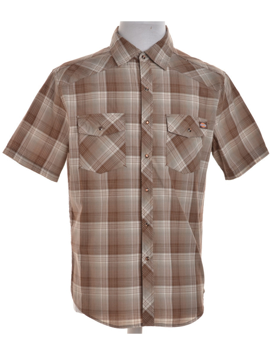 Checked Shirt Brown With Two Pockets