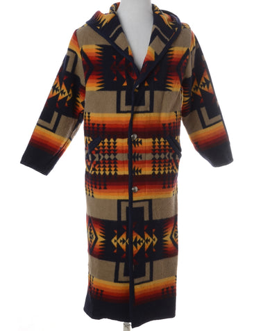 Aztec Print Wool Coat