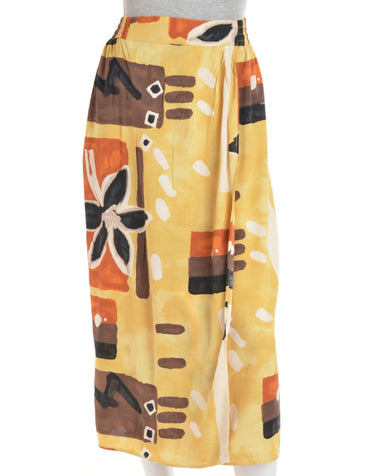 Midi Skirt Yellow With An Elasticized Waist
