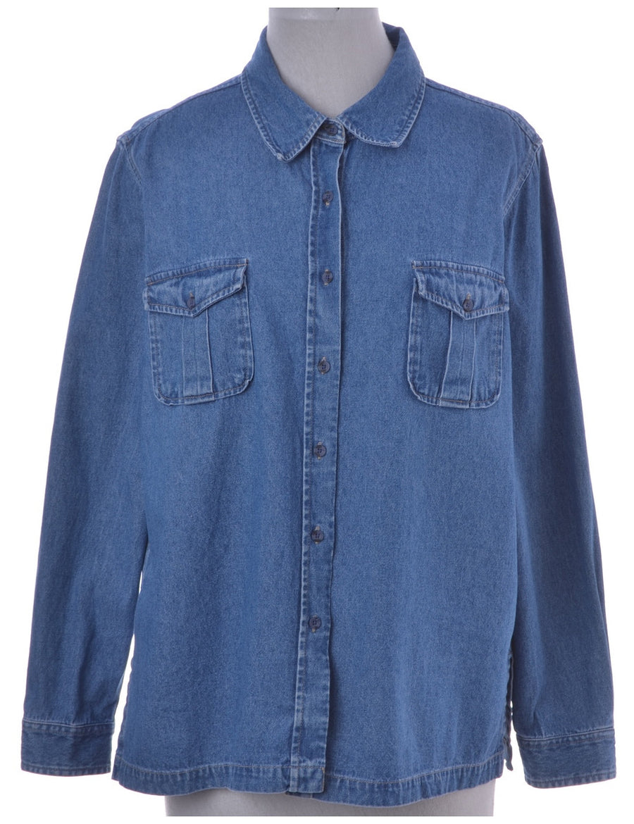 Denim Shirt Stone Wash With Flap Pockets