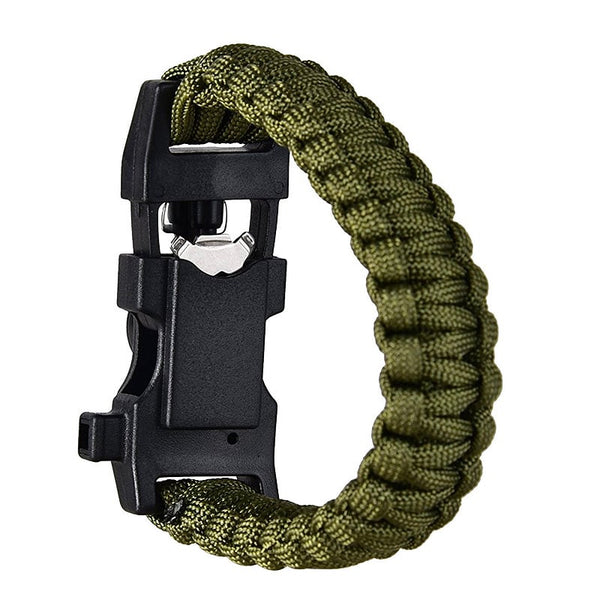 Paracord Survival Bracelet Compass Flint Fire Starter Scraper Whistle Gear Kit Z 