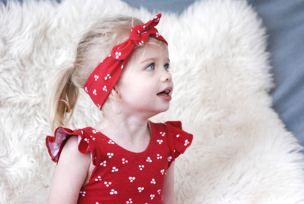 Red Bow Headband - Organic Cotton - Lullaby Riot