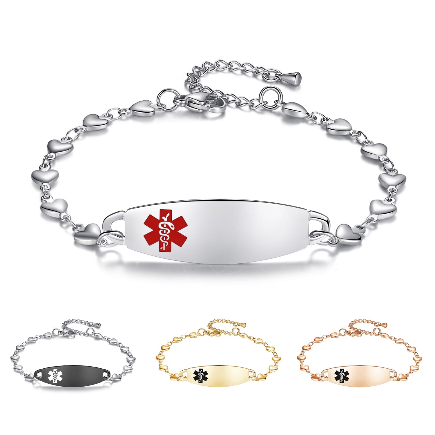 Heart Medical Alert Bracelet For Women Fashion Medical Id Jewelry 65 Linnalove 5485